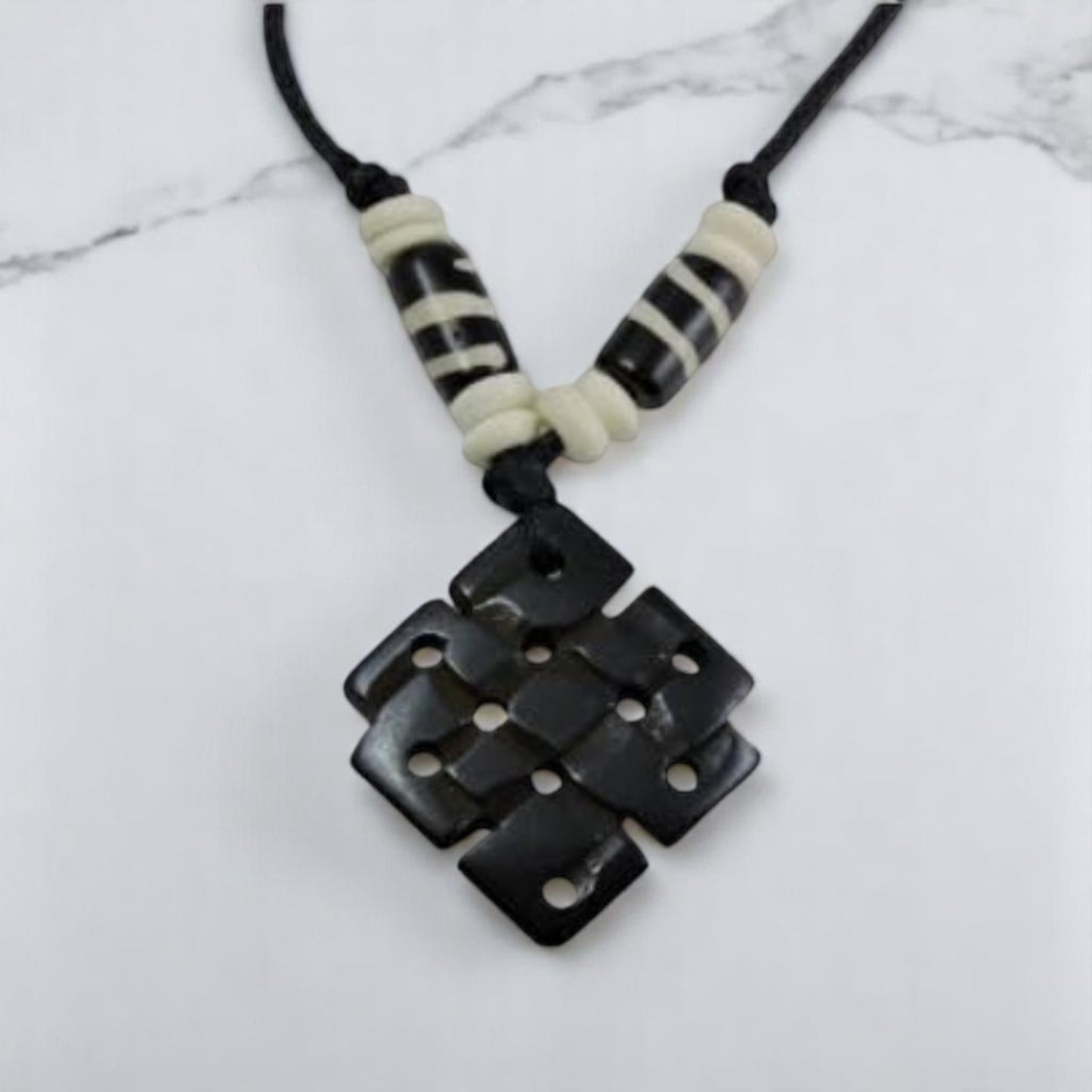 Eternal Knot dark Yak bone Pendant Necklace