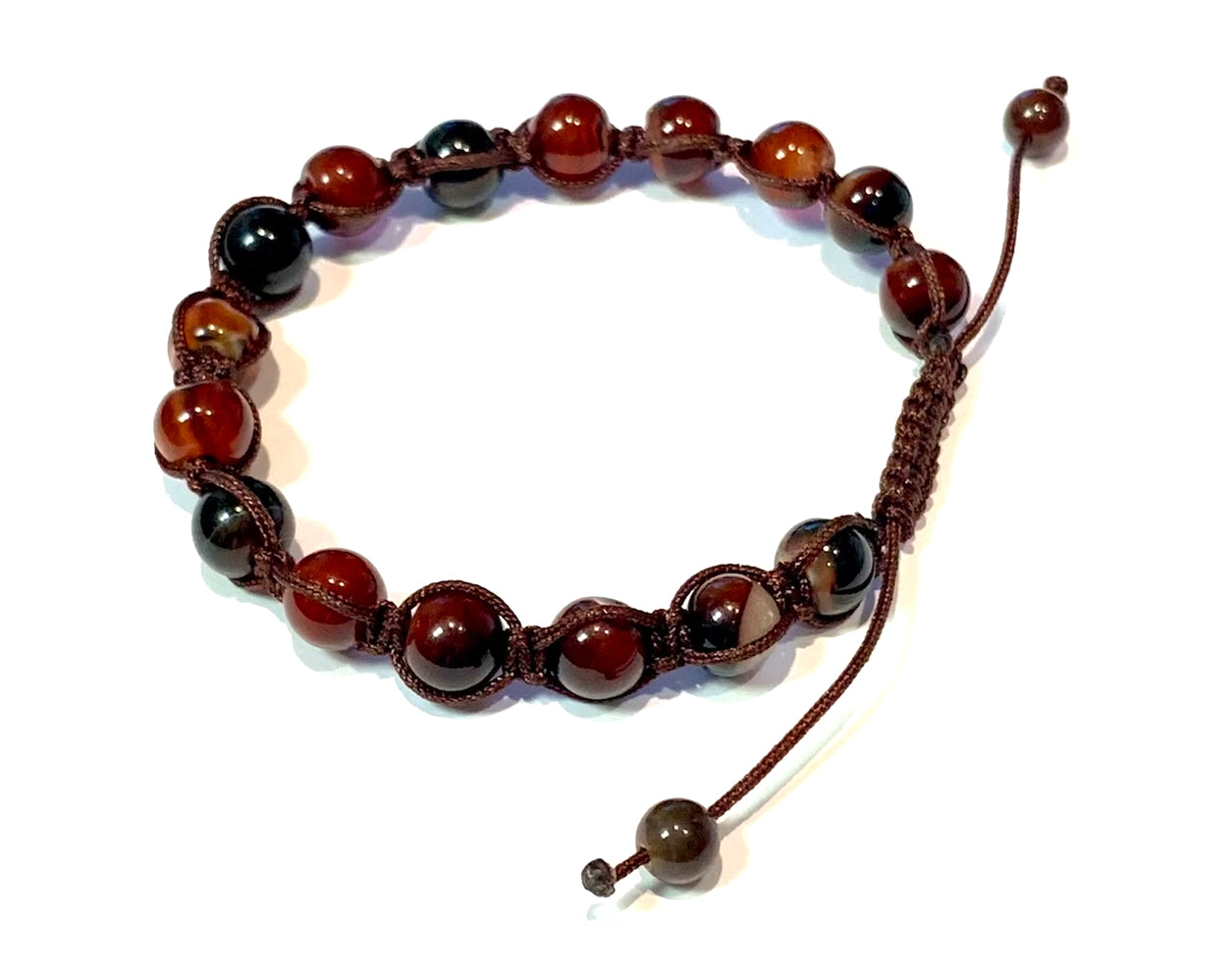 Hand Knotted Banded Agate Wrist Mala/Bracelet