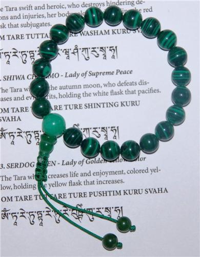 Malachite Tibetan Wrist Mala/Bracelet for Meditation
