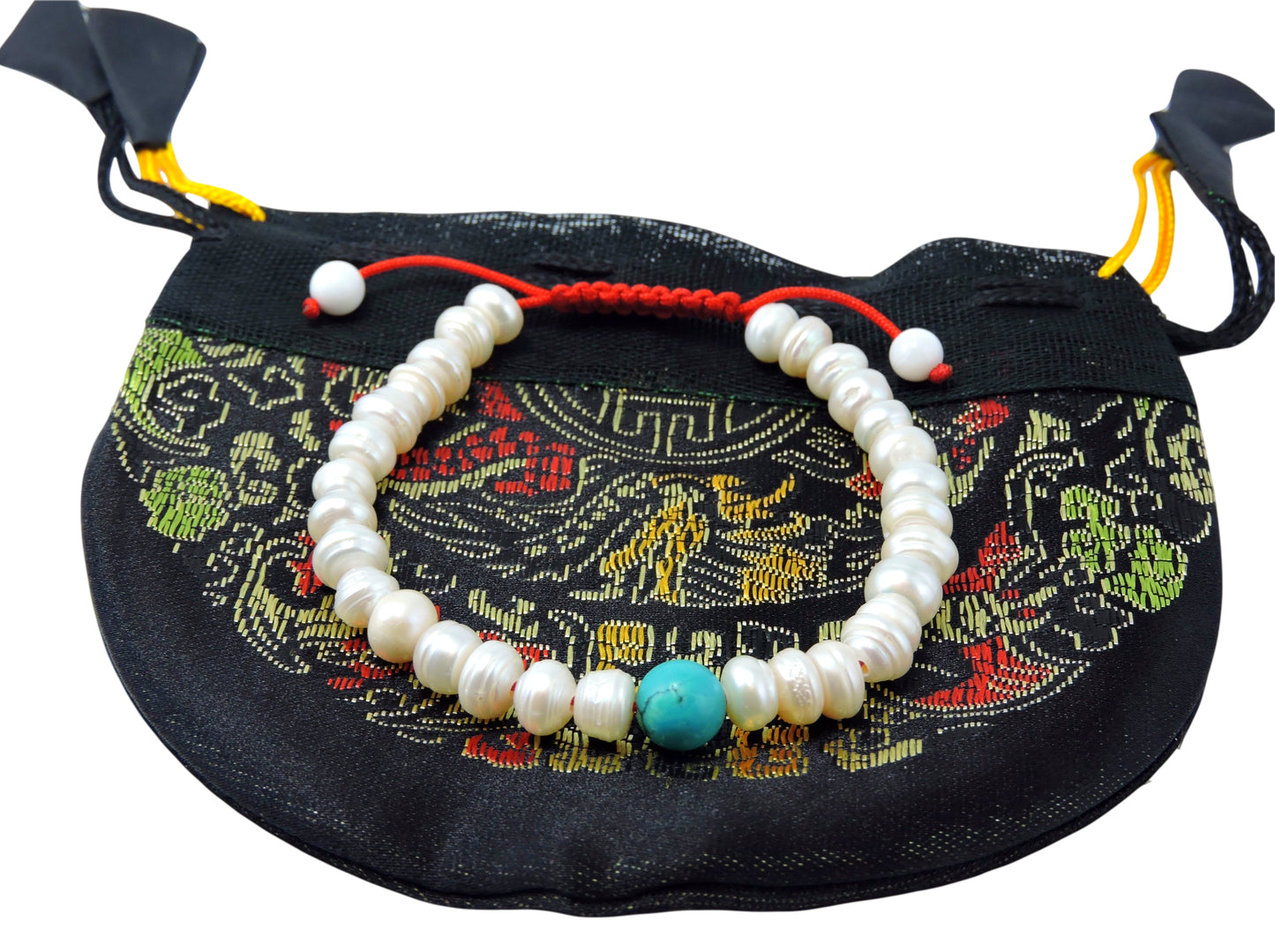 Fresh Water Pearl Wrist mala with Turquoise spacer