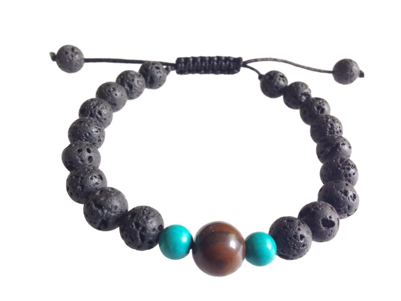Tiger Eye Energy Lava Wrist Mala with Turquoise