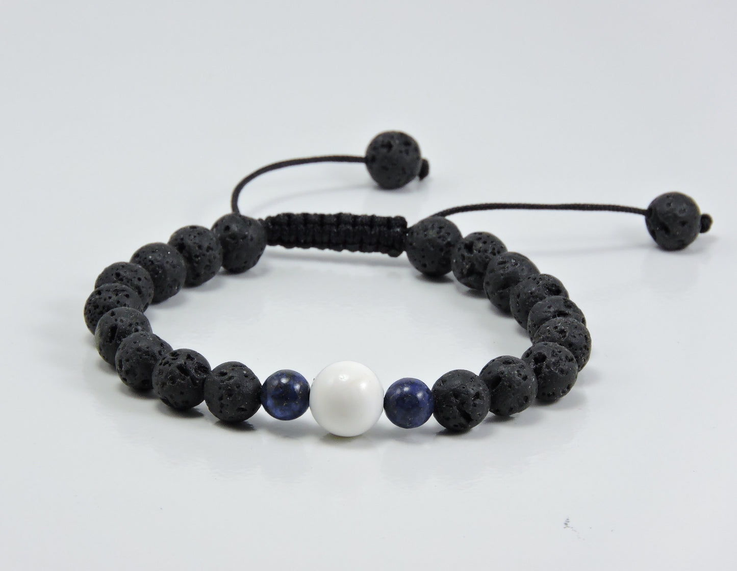 Land and Sea Wrist Mala (Lava, Lapis and Conch Shell)