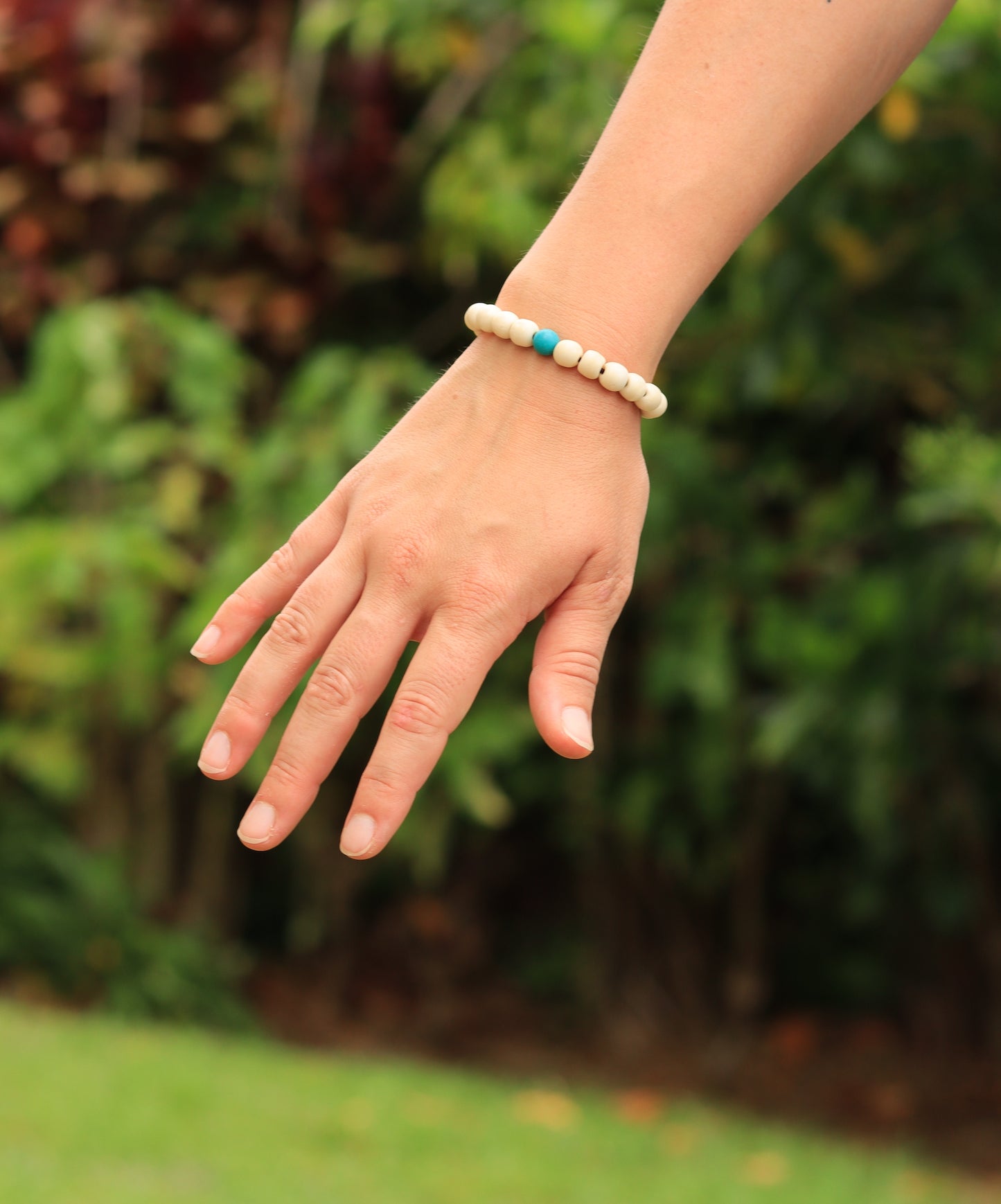 Tibetan Mala Yak Bone Wrist Mala Bracelet for Meditation (Turquoise)