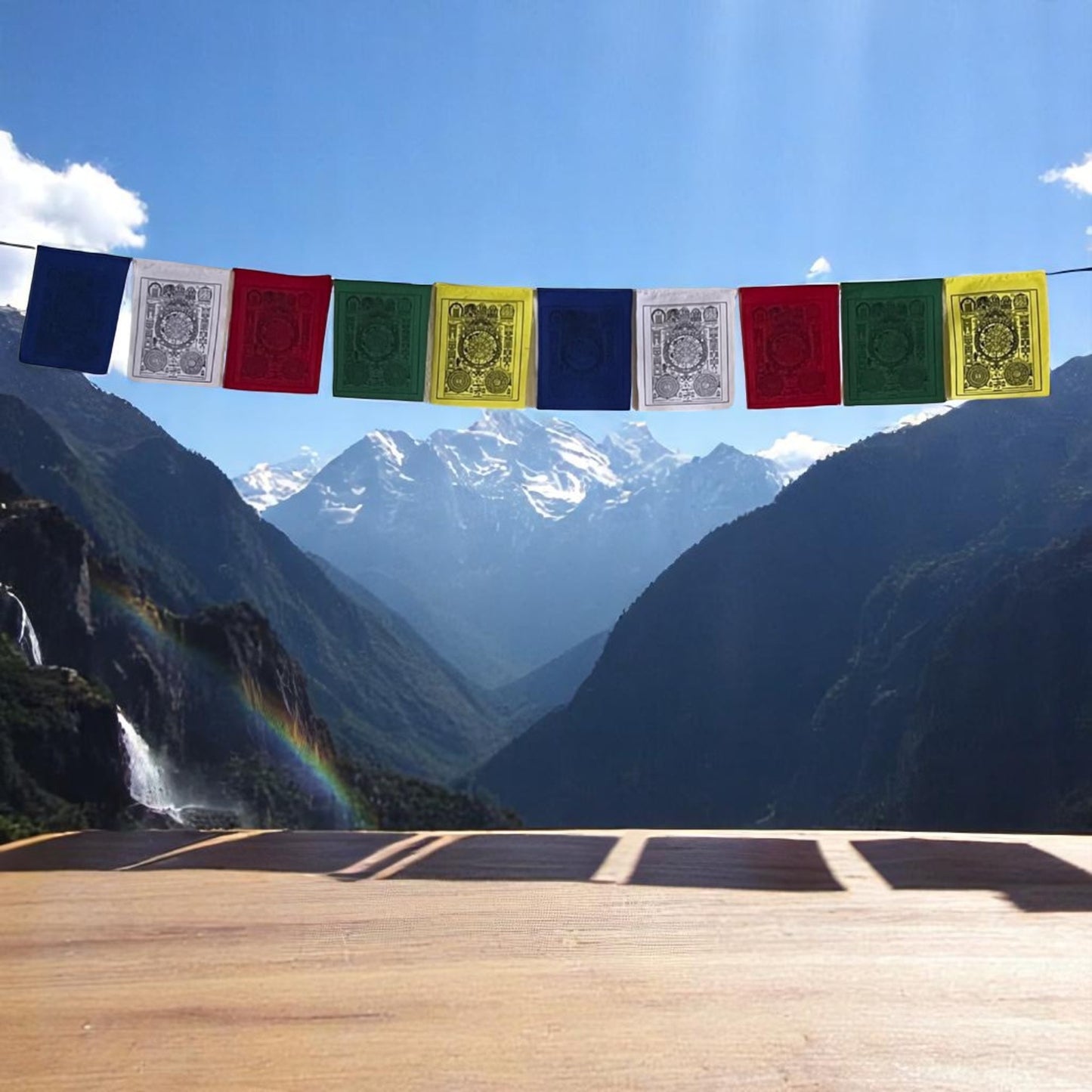 Wheel of Astrology prayer flags for positive energy