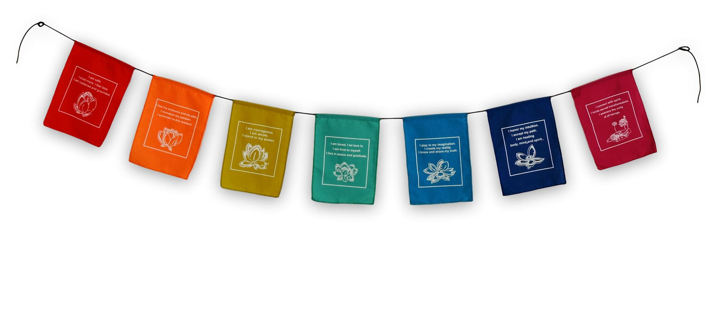 Handmade Rainbow Affirmation, Love, Courageous, Imagination, Prayer Flags 9X12