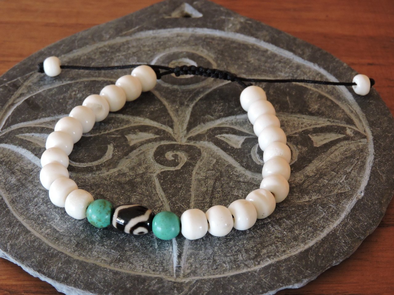 Yak Bone Wrist Mala with dZi Bead Spacer