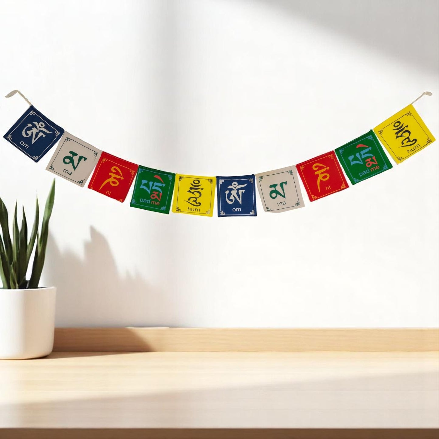 Buddha of Compassion Tibetan Prayer Flags Om Mani Padme Hum Set of 10