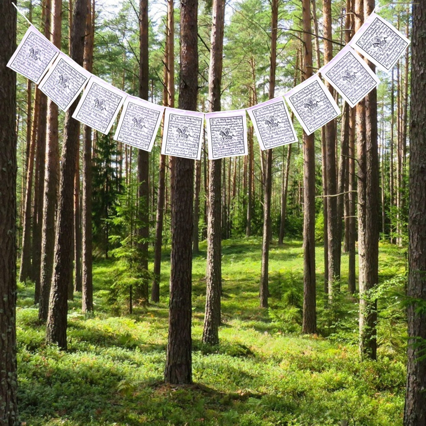 Wind Horse Mini Prayer Flags - Solid White