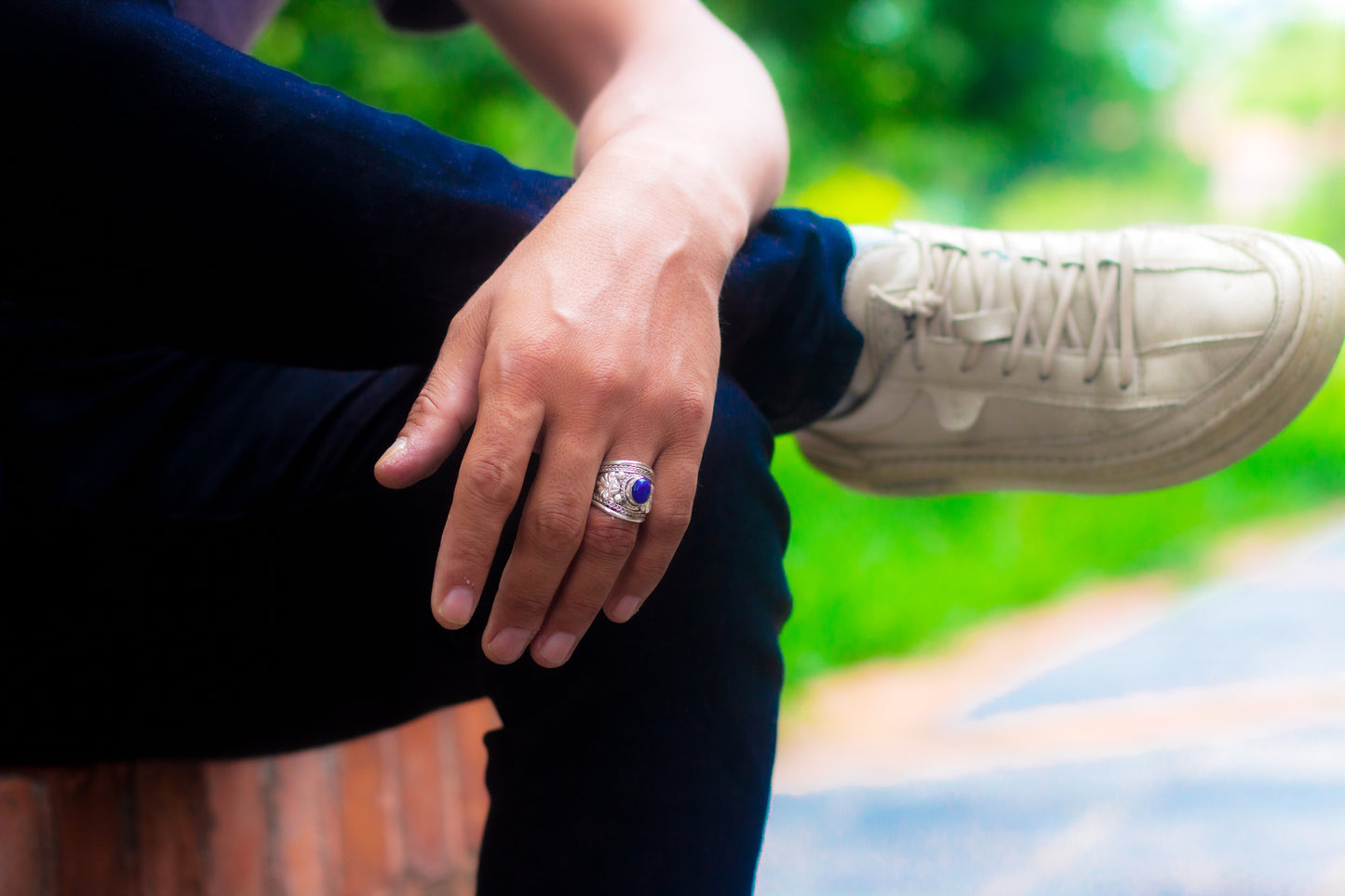 Hands Of Tibet Tibetan Om Mani Padme Hum Healing Ring (Lapis)