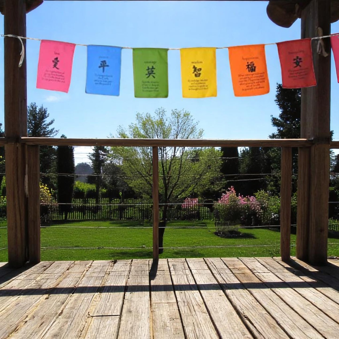Tibetan Affirmation prayer flags-Peace, Happiness, Courage, Love, Tranquility,