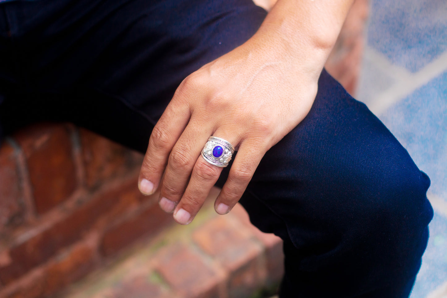 Hands Of Tibet Tibetan Om Mani Padme Hum Healing Ring (Lapis)