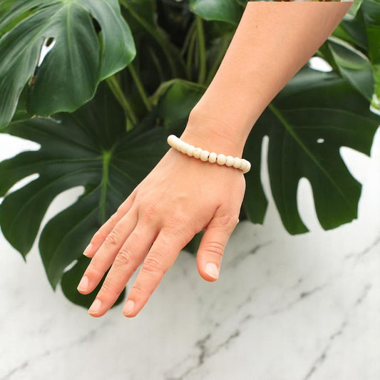 Handmade Yak Bone Tibetan Wrist Mala Bracelet for Meditation (Plain)