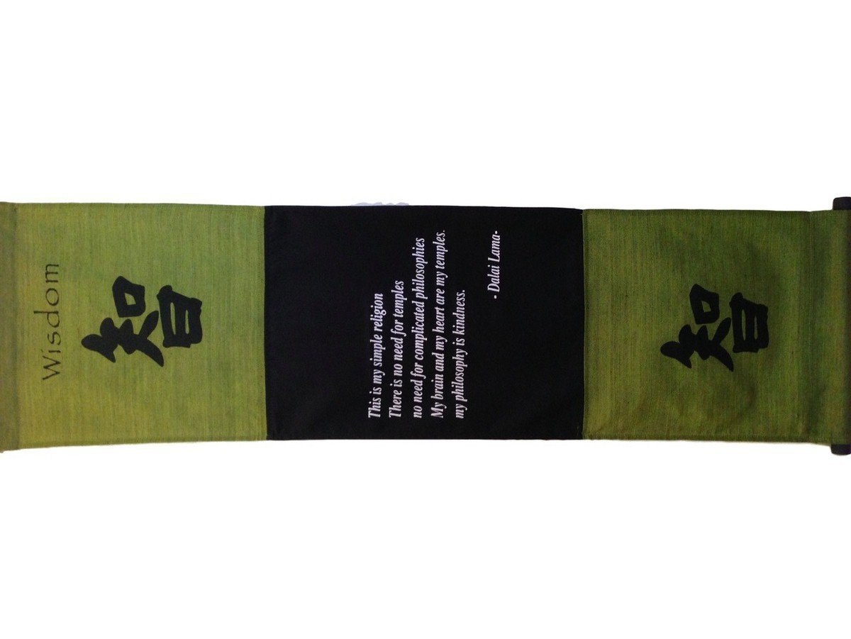 Large Cotton Wisdom Inspirational Yoga Banner Scroll Style three colour choice (Olive green)