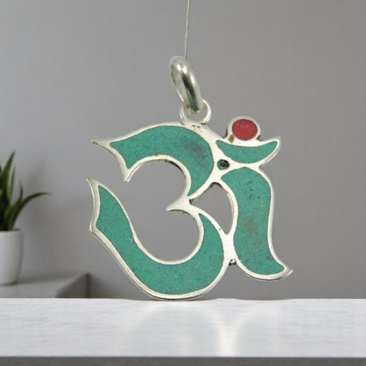 Handmade Tibetan Turquoise Om Pendant