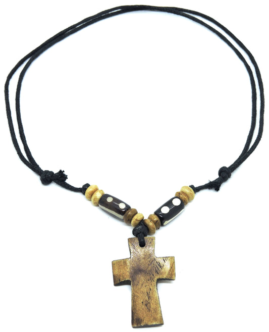 Handmade Cross Tibetan Yak Bone Pendant