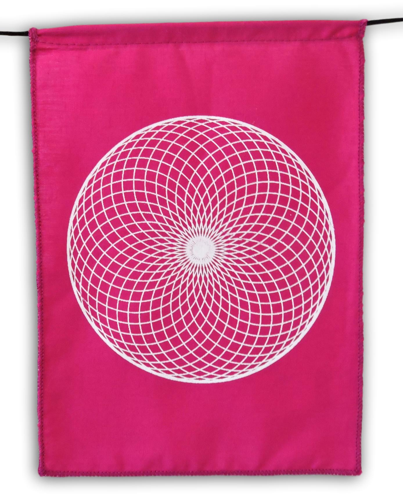 Sacred Geometry Prayer Flags Positive Energy Shri Yantra flower of life, 9X12"