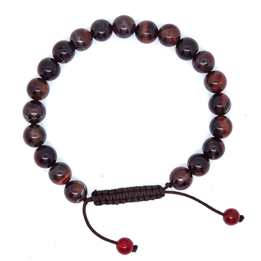 Handmade Tiger’s Eye Wrist Mala Yoga Healing Bracelet (Red Tiger Eye)