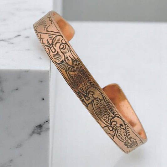 Tibetan Dragon Copper Cuff Bracelet - Style 5