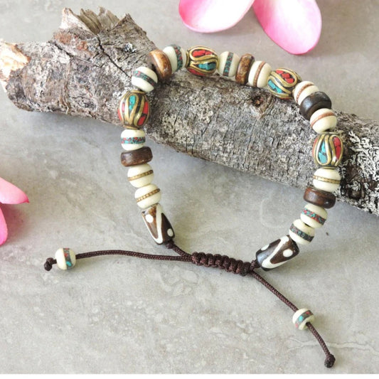 Tibetan Healing Multi-Color Bead Wrist Mala/Yoga Bracelet