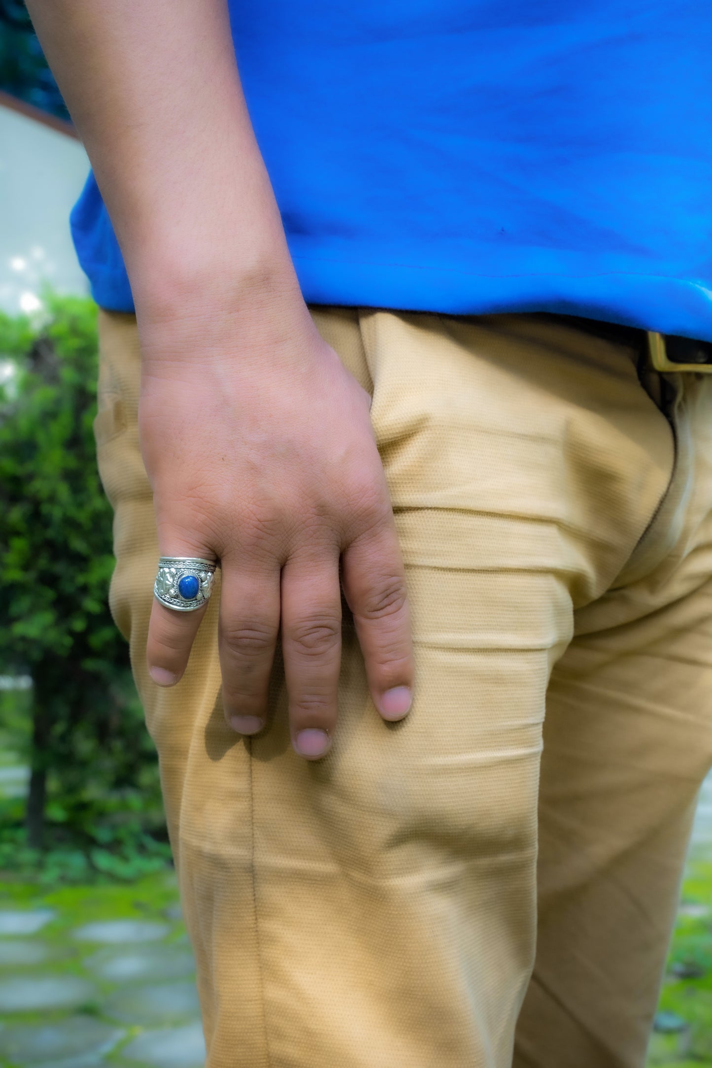 Hands Of Tibet Tibetan Om Mani Padme Hum Healing Ring (Lapis)