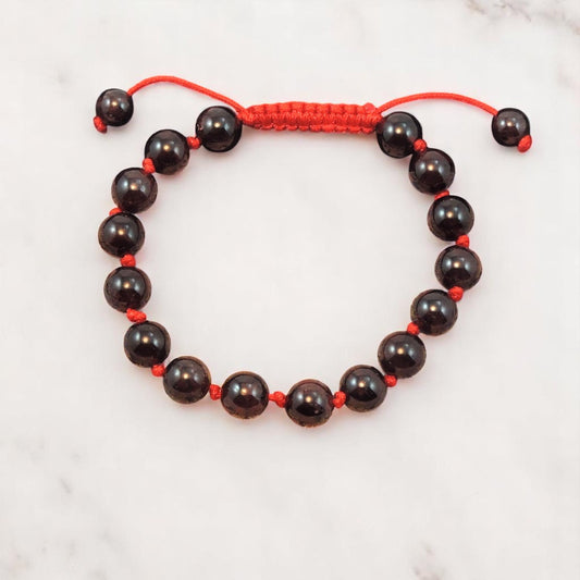 Individually Knotted Garnet Wrist Mala Yoga Bracelet for Meditation Red Cord