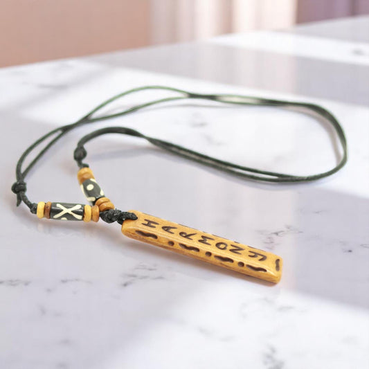 Handmade Harmony Message Bone Pendant For Men Or Women Boho Necklace