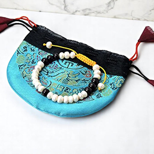 Mother of Pearl and Rosewood Wrist Mala Yoga Bracelet