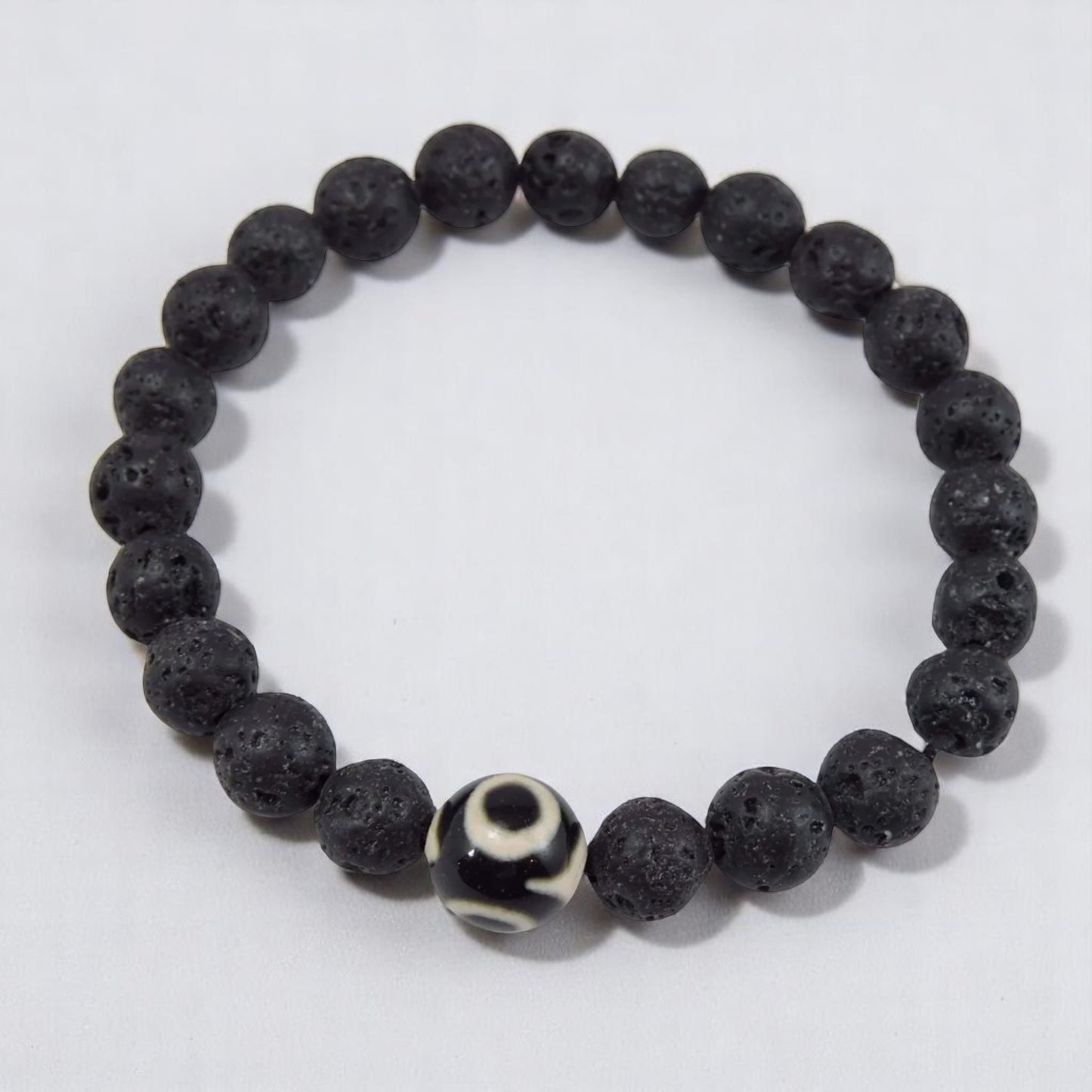 Volcanic Natural Lava and dZi Bead Yoga Healing Wrist Mala Bracelet CL-3