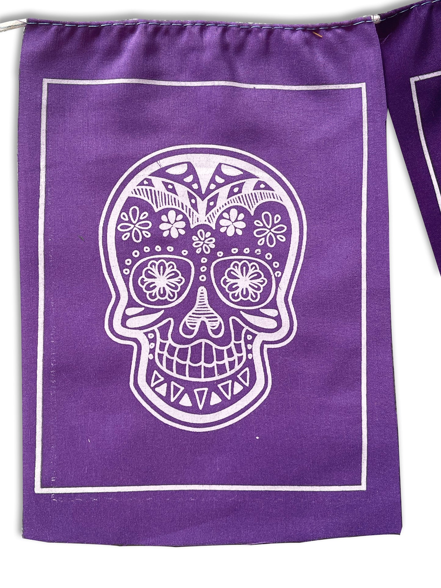 Handmade Sugar Skull prayer flags rainbow chakra flags from Nepal