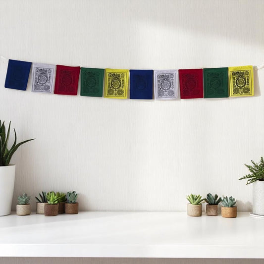 Wheel of Astrology prayer flags for positive energy