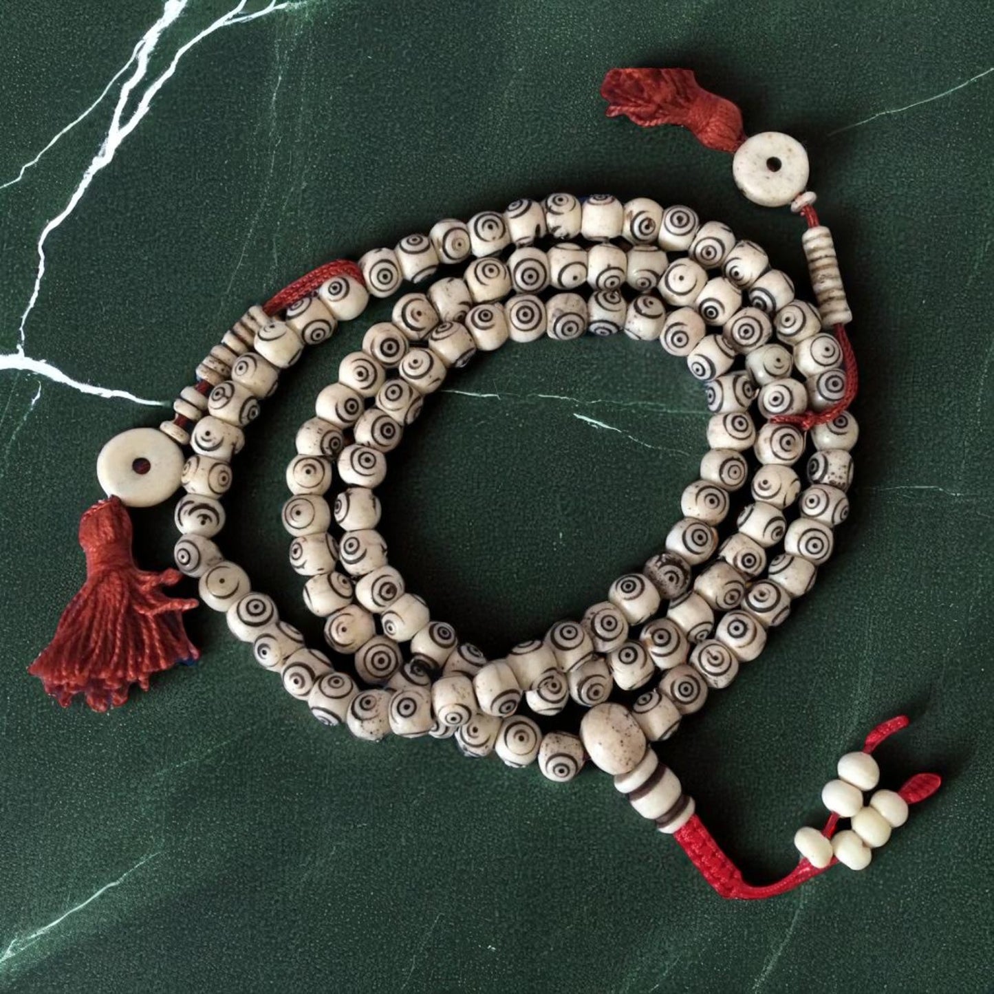 Tibetan mala Carved Yak bone mala 108 beads
