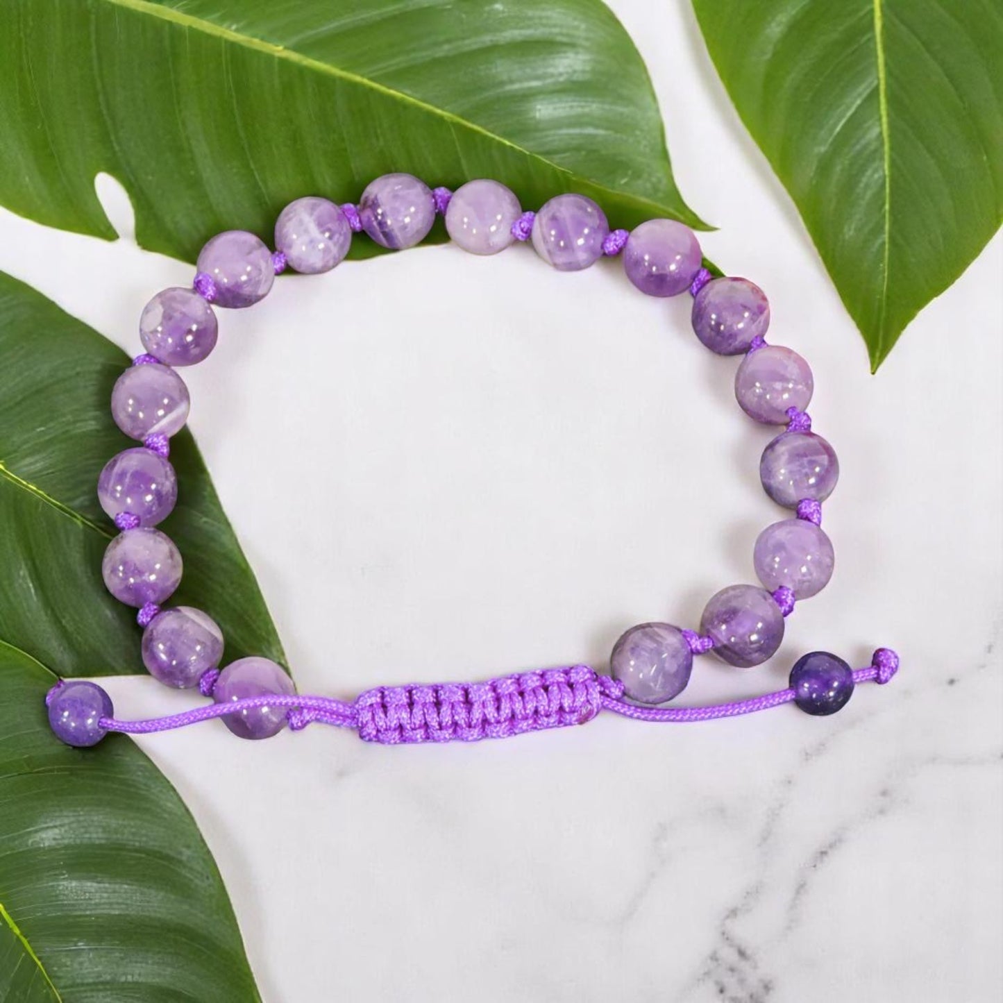 Individually Knotted Amethyst Wrist Mala Yoga Bracelet for Meditation
