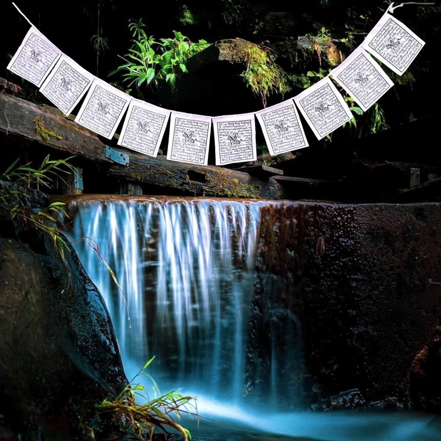 Wind Horse Mini Prayer Flags - Solid White