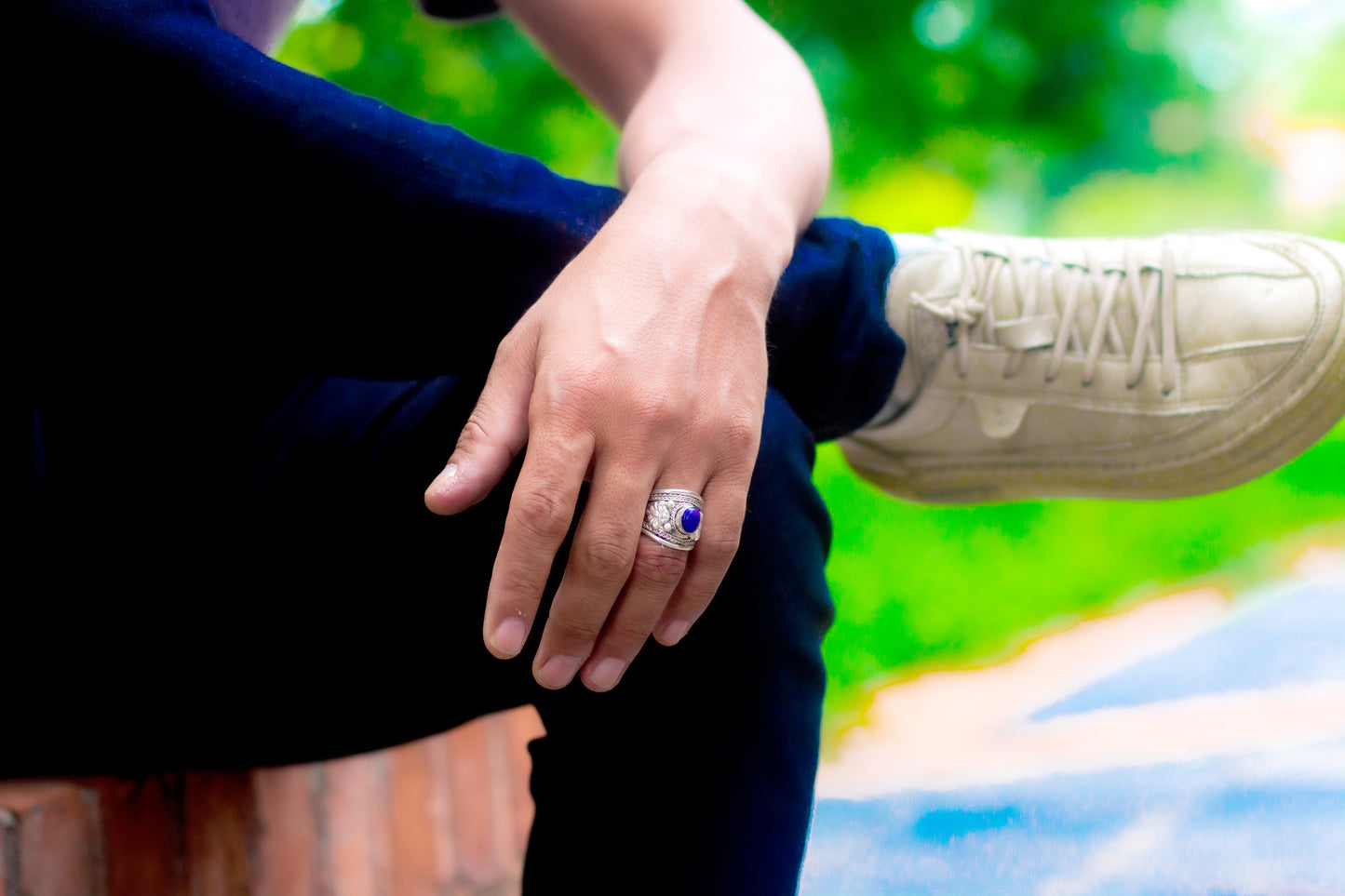 Hands Of Tibet Tibetan Om Mani Padme Hum Healing Ring (Lapis)