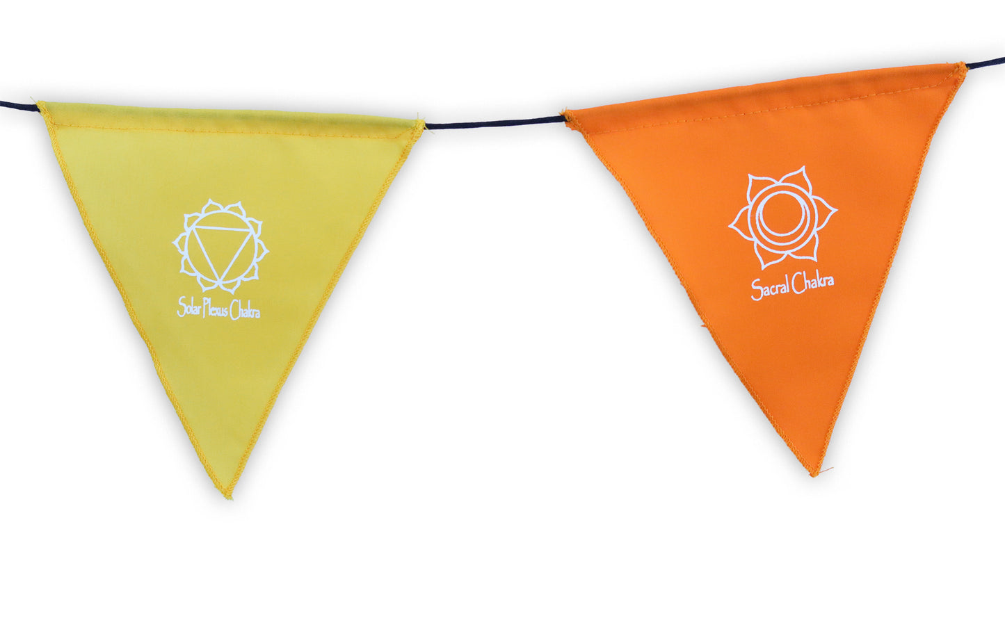 Handmade Triangle Seven Chakra Prayer Flags Heart Chakra, Root Chakra