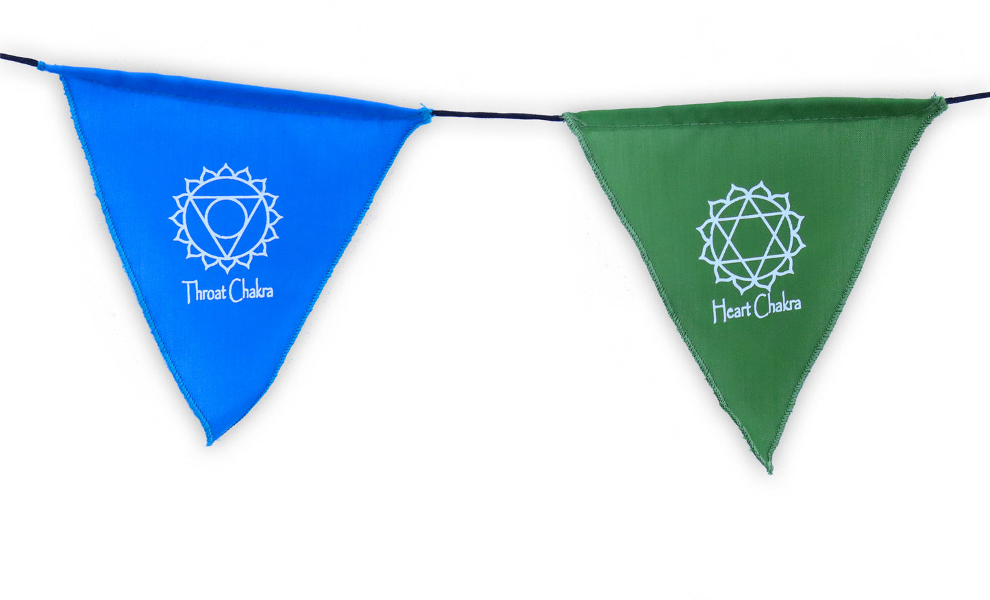 Handmade Triangle Seven Chakra Prayer Flags Heart Chakra, Root Chakra