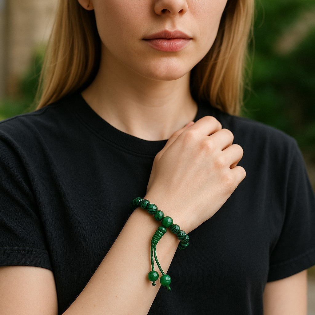Malachite Tibetan Wrist Mala/Bracelet for Meditation
