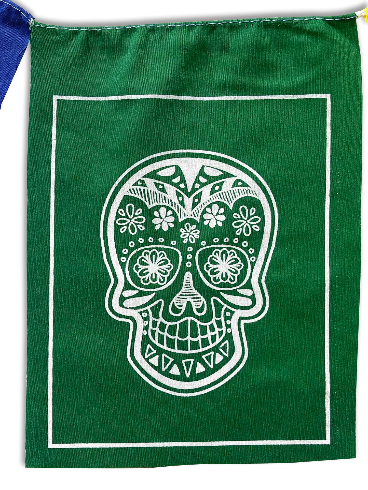 Handmade Sugar Skull prayer flags rainbow chakra flags from Nepal