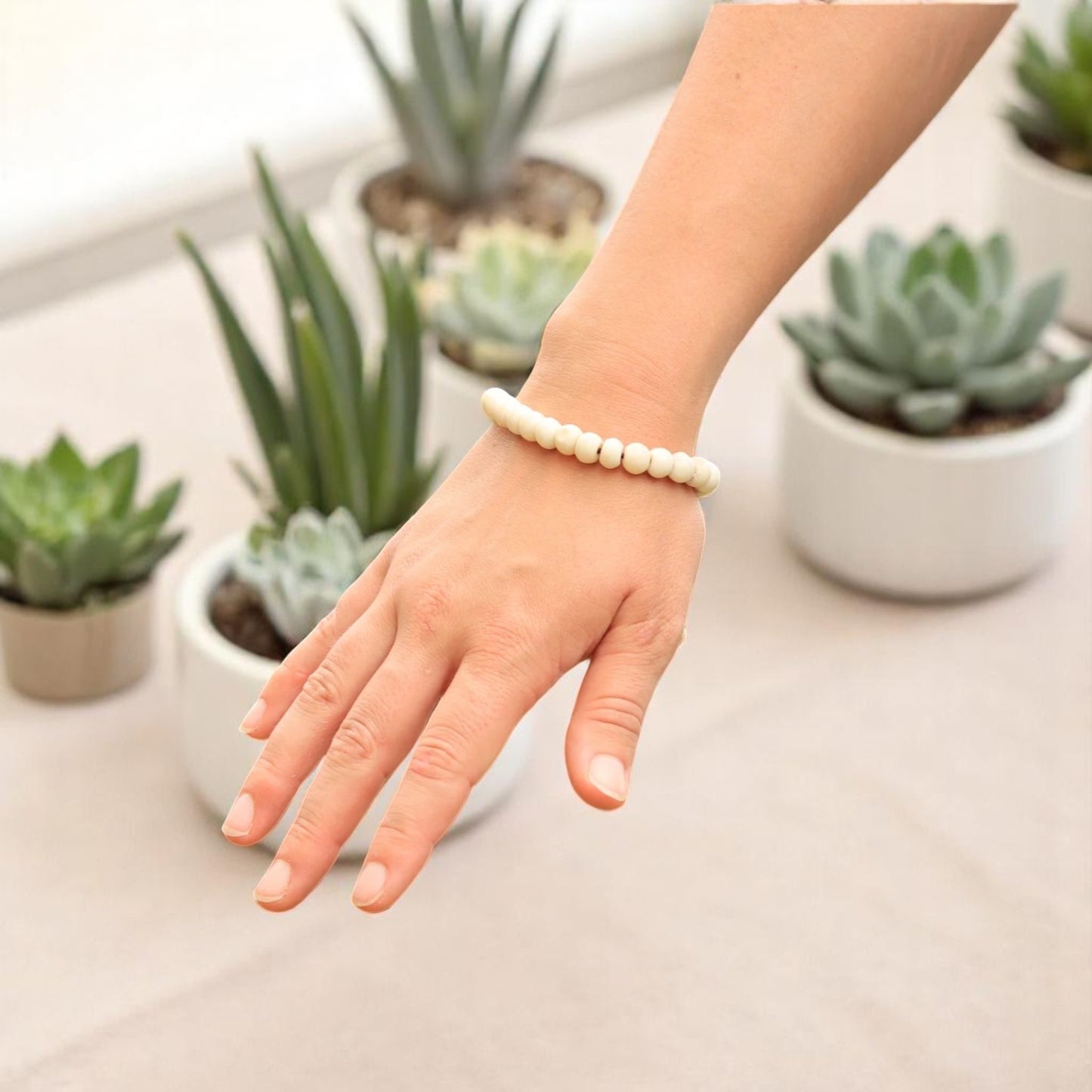 Handmade Yak Bone Tibetan Wrist Mala Bracelet for Meditation (Plain)