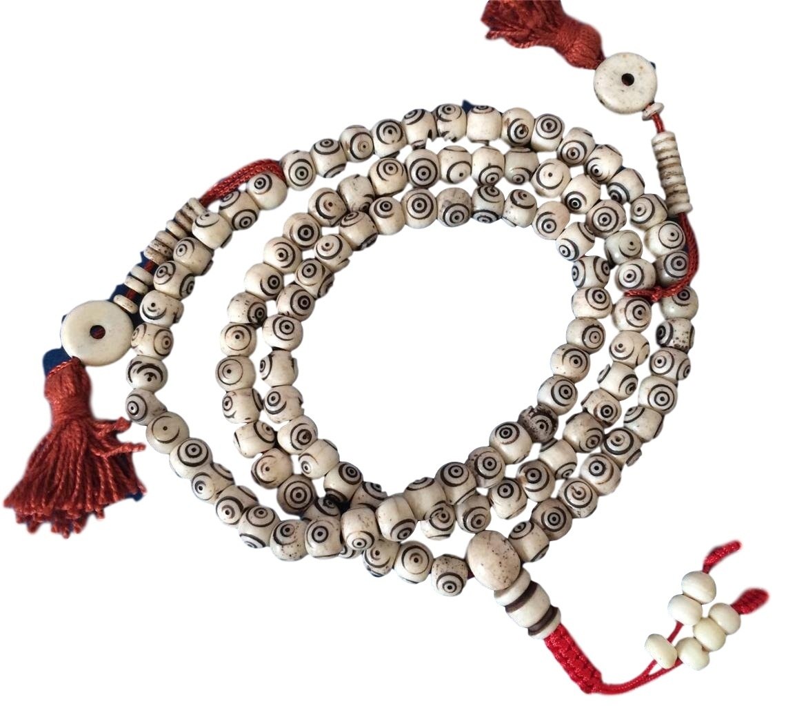 Tibetan mala Carved Yak bone mala 108 beads