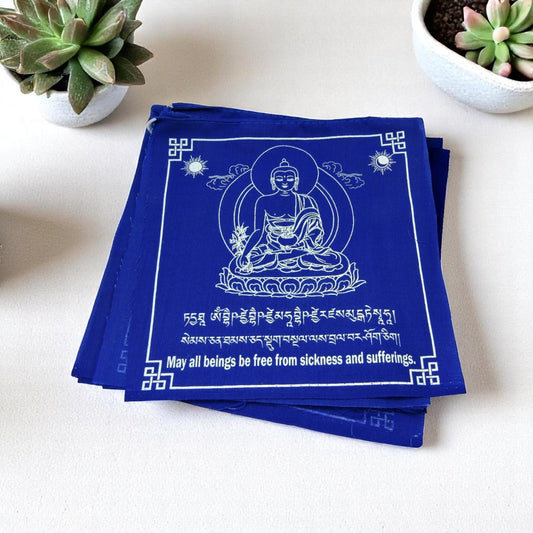 Hands Of Tibet Tibetan Prayer Flags Large Solid Blue Color Medicine Buddha Healing Flags Free Copy righted Handmade Paper Prayer Flags