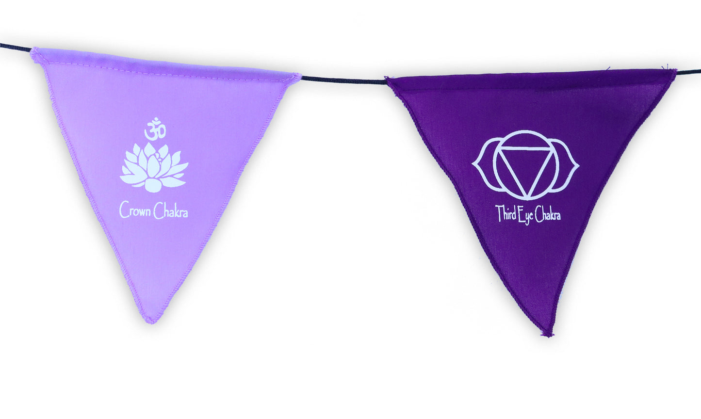 Handmade Triangle Seven Chakra Prayer Flags Heart Chakra, Root Chakra