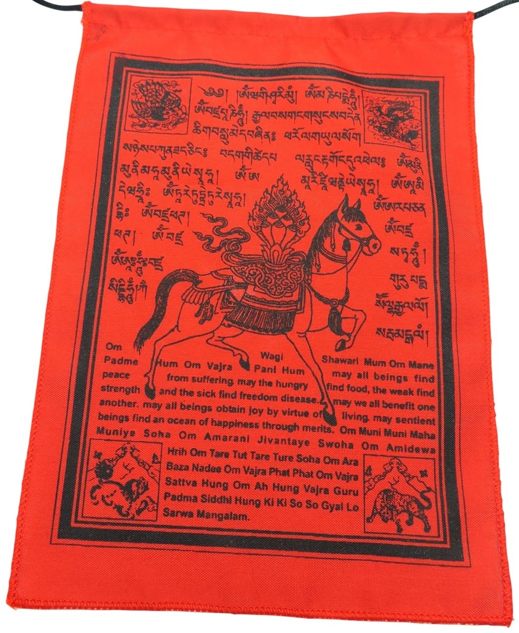 Handmade Tibetan Wind Horse Prayer Flags with English Translation - 6x8