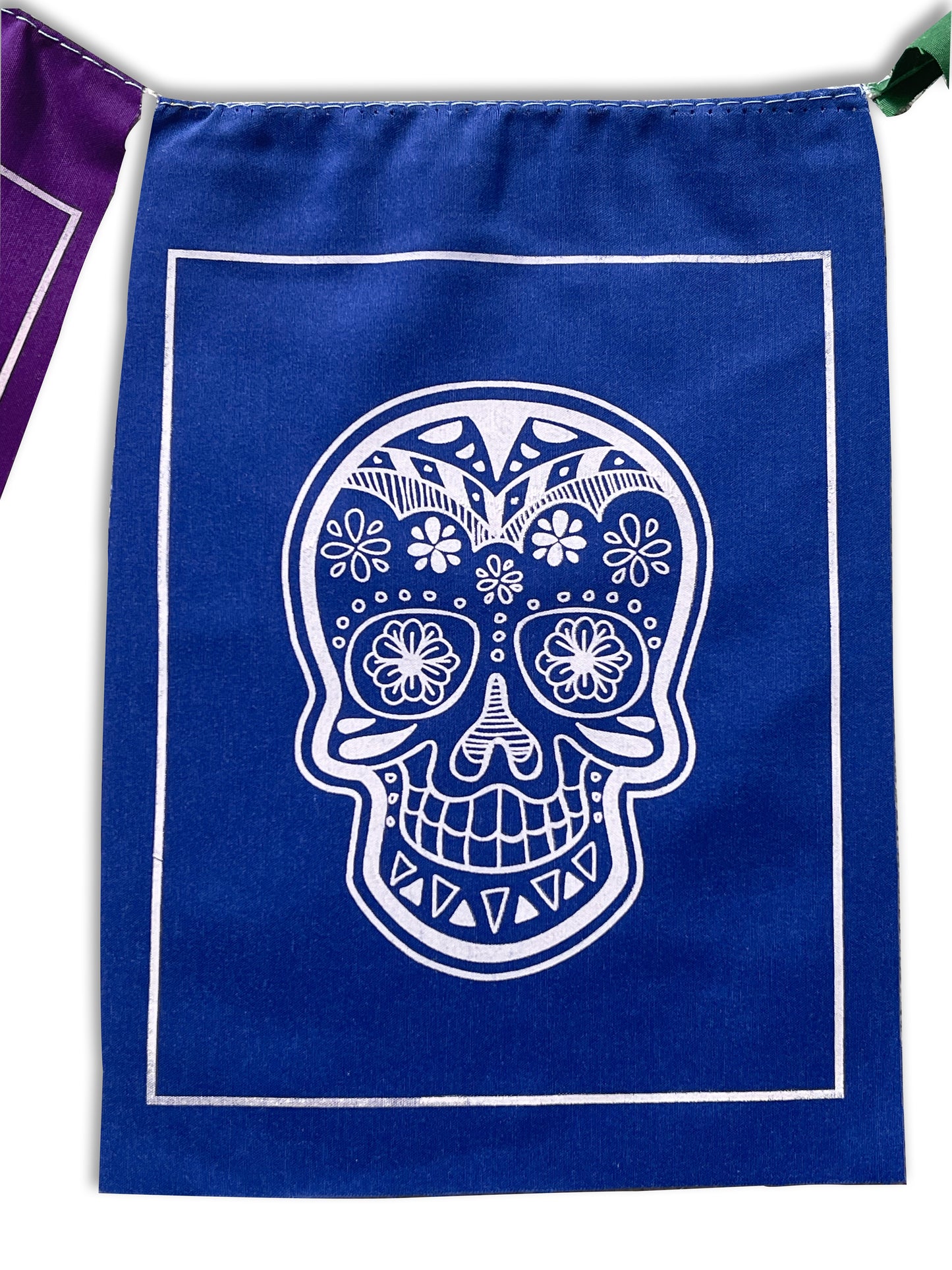 Handmade Sugar Skull prayer flags rainbow chakra flags from Nepal