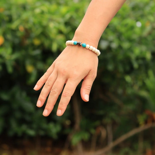 Yak Bone Wrist Mala with dZi Bead Spacer