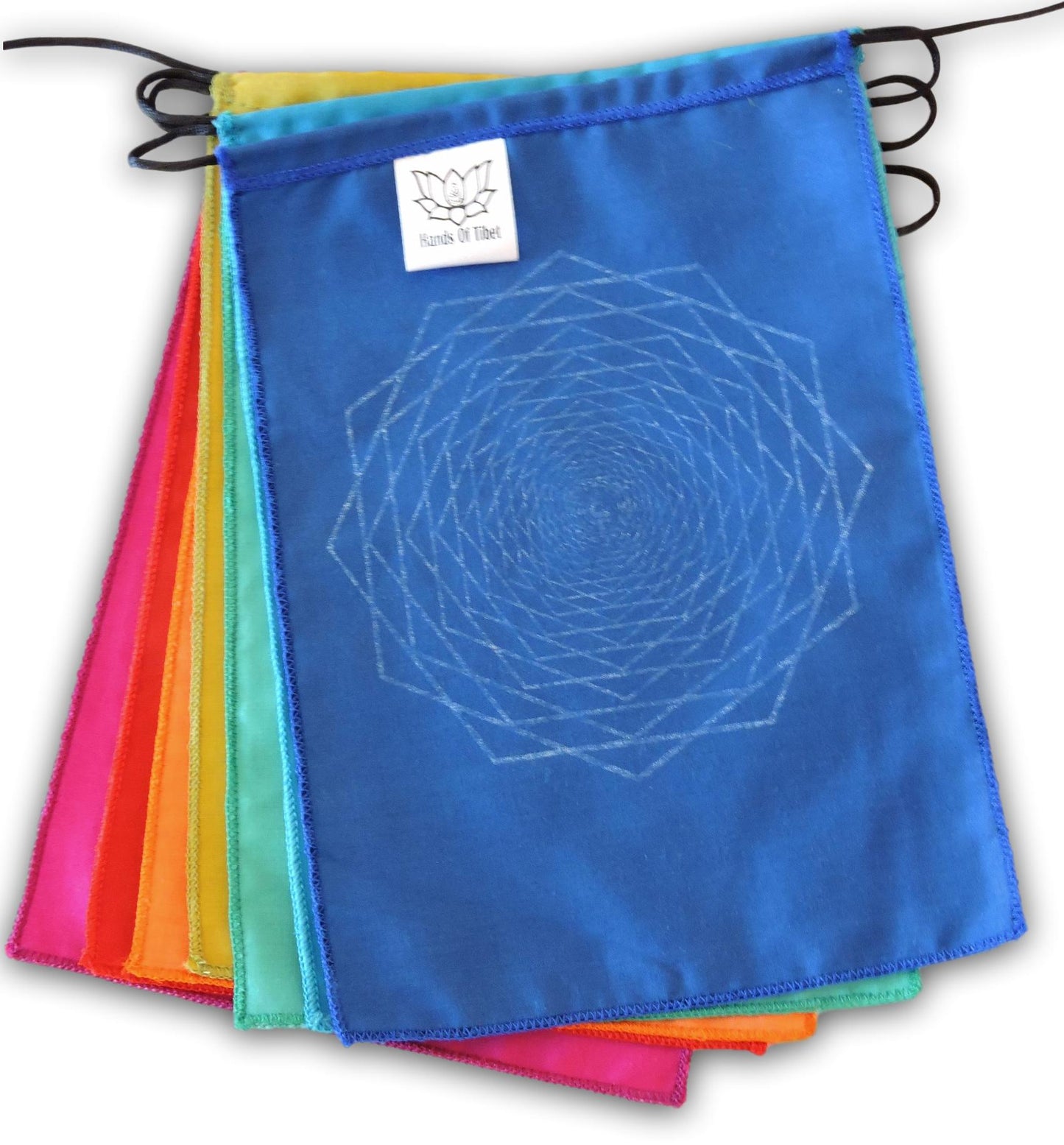 Sacred Geometry Prayer Flags Positive Energy Shri Yantra flower of life, 9X12"