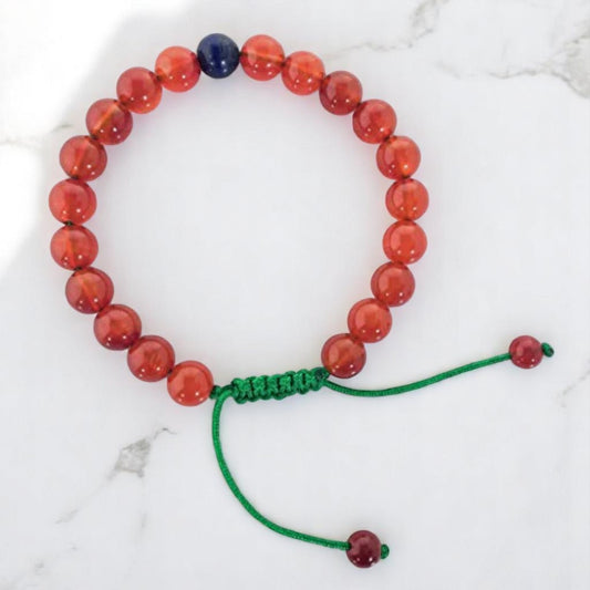 Hands Of Tibet Tibetan Mala Carnelian Wrist Mala/Bracelet for Meditation (Lapis Beads)