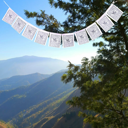 Wind Horse Mini Prayer Flags - Solid White