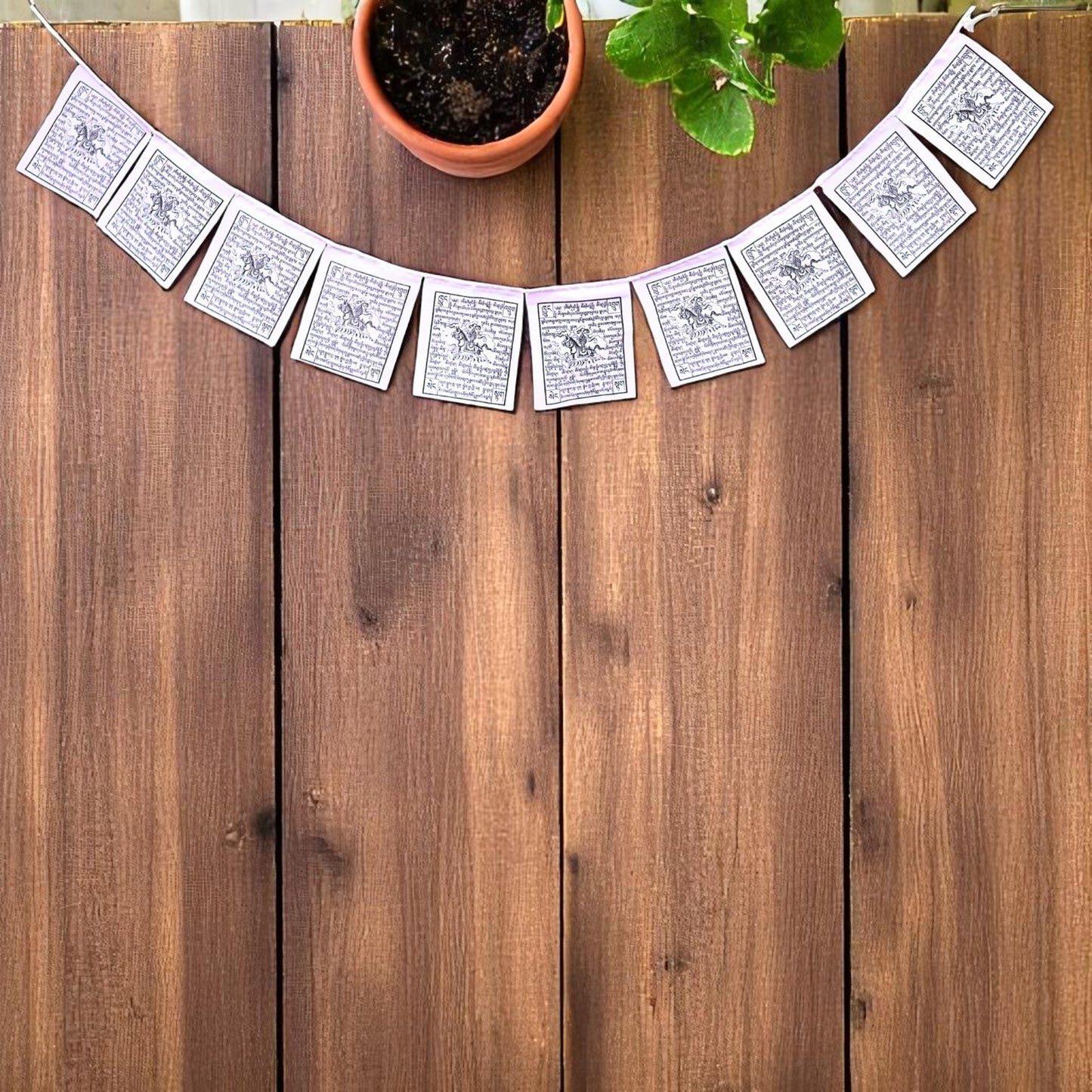 Wind Horse Mini Prayer Flags - Solid White