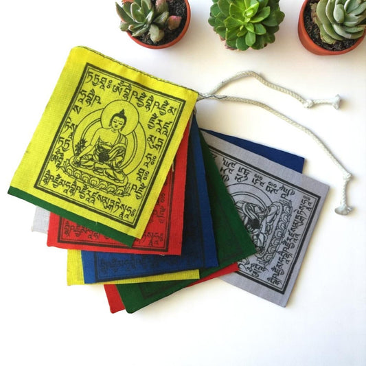 Mini Medicine Buddha prayer flags set of 10 flags